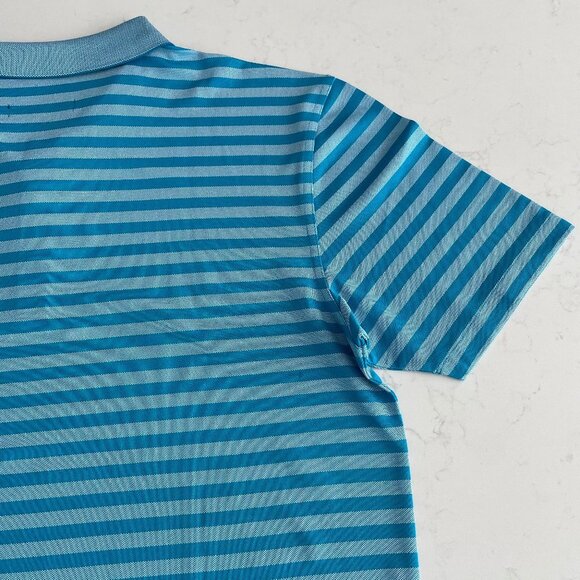 Britches SS 3 Button Pull On Striped Poly Blend Polo Shirt Teal Blue Sz XL NWT - Picture 7 of 13